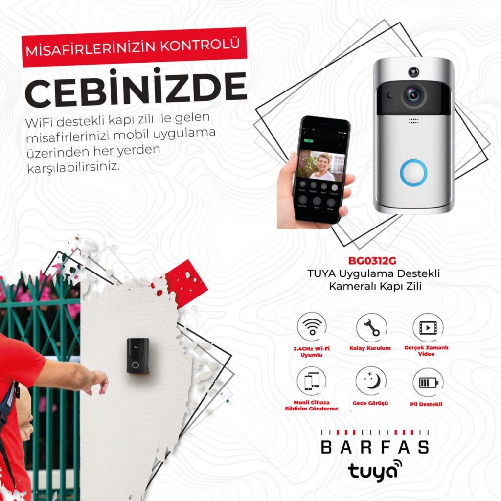 Tuya Mobil Uygulama Destekli Kameralı Kapı Zili